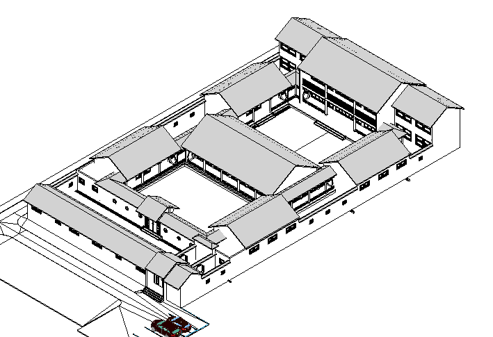 自建中式四合院资料下载-BIM模型-revit模型-四合院模型