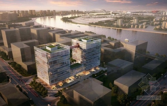 上海现代风格办公楼资料下载-[合集]3套高层现代风格甲级办公楼建筑设计方案文本