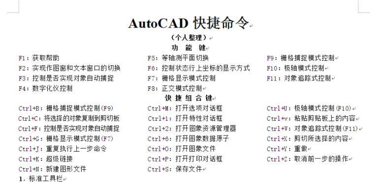 autocad快捷键命令资料下载-cad快捷键命令