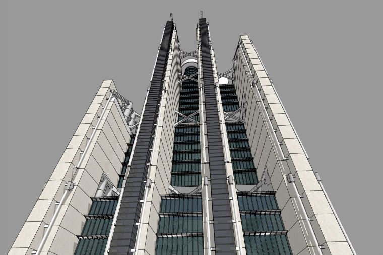 银行安全防范系统资料下载-诺曼福特斯香港汇丰银行建筑SU模型