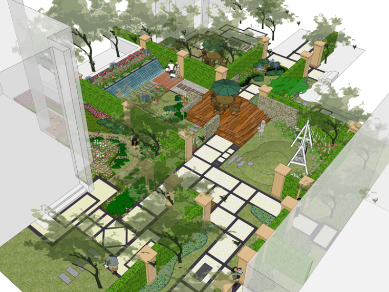 景观庭院资料下载-庭院景观设计模型