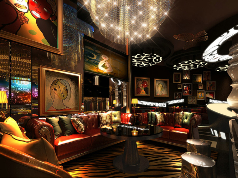 酒吧沙发3d模型资料下载-华丽酒吧3D模型下载