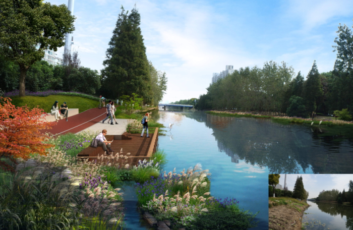 滨水观景平台CAD资料下载-[江苏]生态绿色森林廊道打造绿色印记长卷滨水休闲景观设计方案