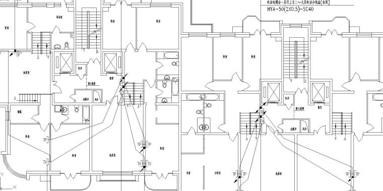 高层住宅电气施工图-电话、电视平面图