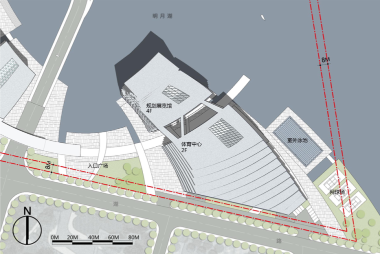 [浙江]文化商务区建筑设计方案文本-体育规划馆总平面图