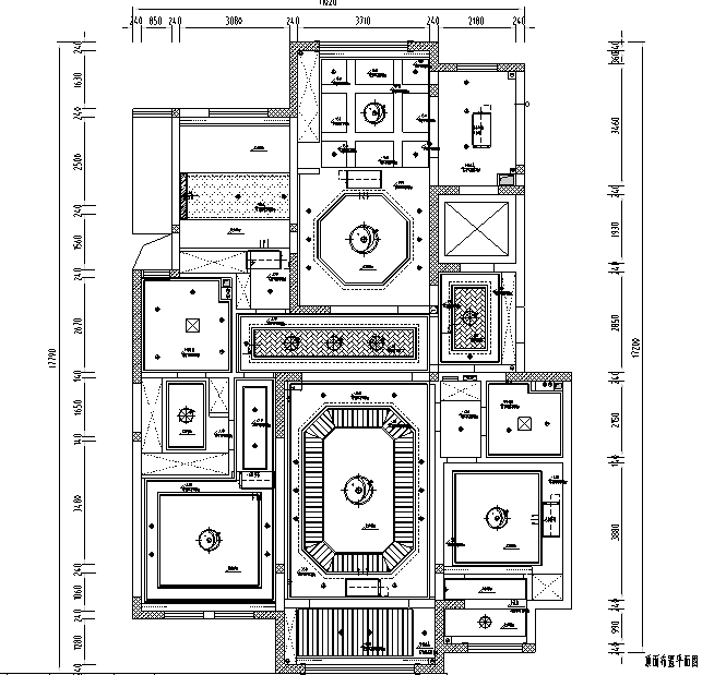 紫金城—180㎡美式轻奢住宅设计施工图及效果图-顶面布置图