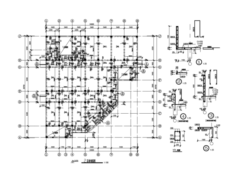 [深圳]四层框架结构医院综合楼建筑结构施工图（CAD、29张）-二层板配筋图
