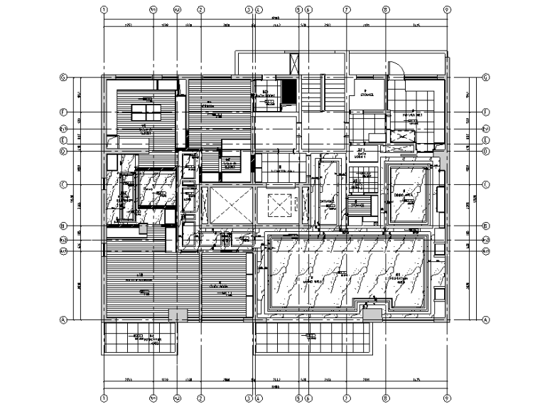 [上海]北美风格四居室住宅设计施工图（附效果图）-地坪布置图