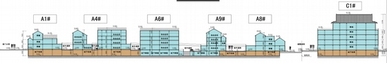 [山东]仿古小镇步行街修建规划设计方案文本（含CAD）-仿古小镇步行街修建规划设计剖面图