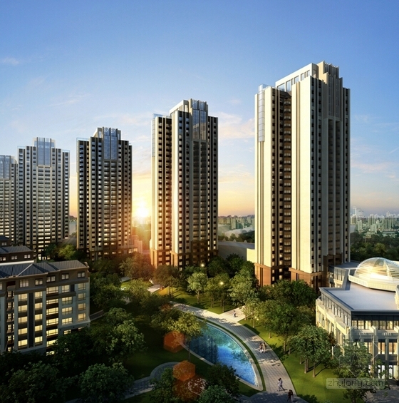 [重庆]现代风格板式高层住宅区规划设计方案文本-现代风格板式高层住宅区规划效果图