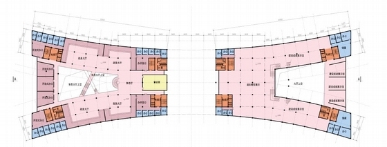 [辽宁]超高层双弧形舒展型双塔式机关办公楼建筑设计方案文本-超高层双弧形舒展型双塔式机关办公楼建筑平面图