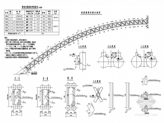 302米跨径系杆拱桥全套施工图（123张）-拱肋横联构造图