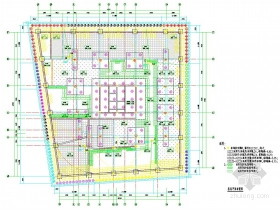 排桩加内支撑施工资料下载-[浙江]10米深基坑逆作法排桩加内支撑支护施工图