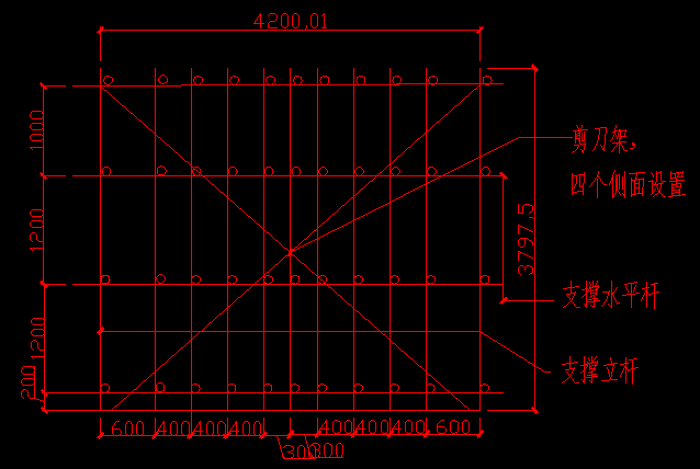施工电梯基础方案（昆明产业基地）-支撑架立面图