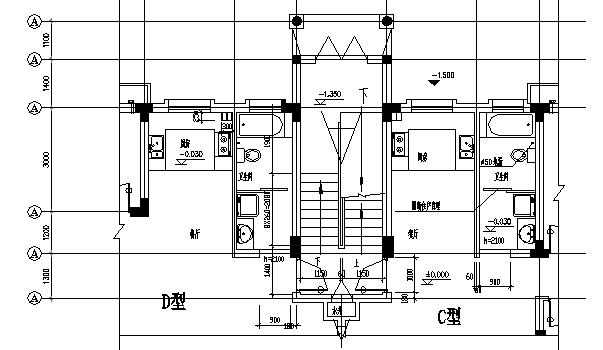 异形柱框架结构住宅楼全套图（CAD，28张）_4