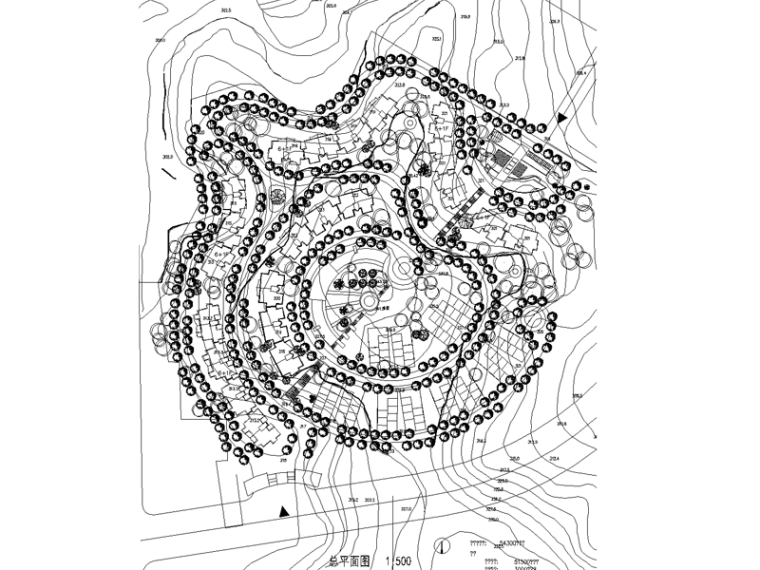 现代广安生态居住区景观施工图（音乐主题入口）A-1 总平面