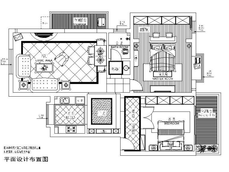 su地中海风格卧室模型资料下载-地中海风格的两居室设计施工图（含实景图）