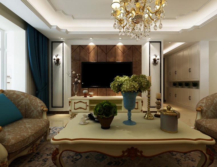 新中式家具风格介绍资料下载-济南名悦山庄装修欧式风格设计案例