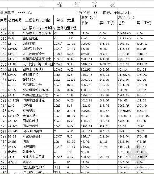 九江外墙保温做法资料下载-九江某工作房及车库工程结算书