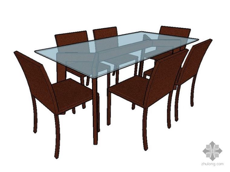 skp模型桌椅资料下载-6人餐桌椅