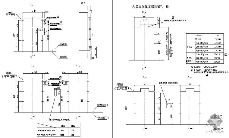 电梯层门cad资料下载-电梯层门留孔图