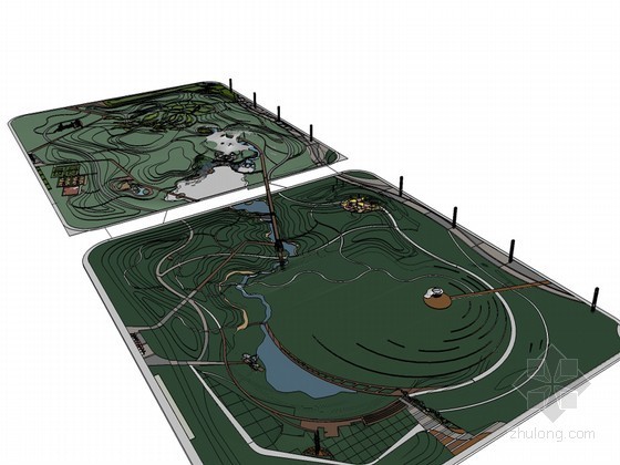 体育公园草图模型资料下载-体育公园SketchUp模型下载