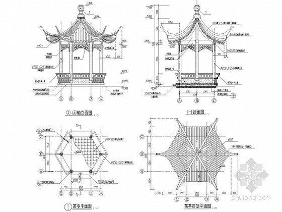 中式景观拱门详图做法资料下载-中式古典茶亭做法详图