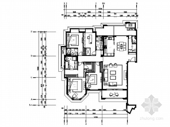 欧式古典风格厨房资料下载-[广东]欧式古典风格样板房室内装修CAD施工图（含效果）