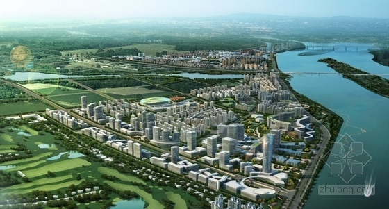 [湖南]城市规划及单体设计方案文本（国外知名建筑事务所）-城市规划效果图