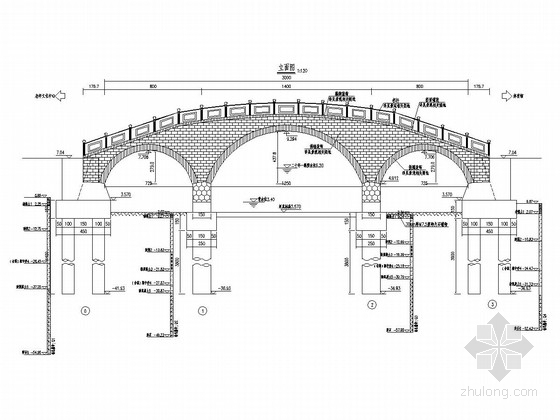 三跨人行拱桥资料下载-7.25+12.5+7.25m三跨连拱桥设计套图（19张）