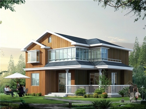 二层农村别墅CAD图纸资料下载-二层现代风格乡村别墅方案图（240平方米）