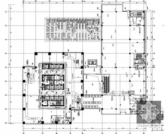 [江苏]超高层商业办公楼空调通风及防排烟系统设计施工图（大院作品 人防设计）-四层平面空调系统布置图