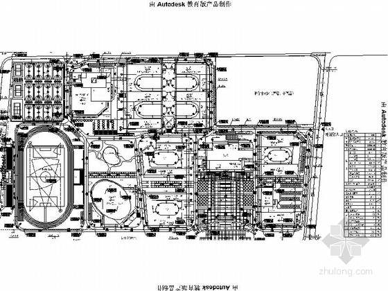 [浙江]现代风格高层大学校园规划设计方案施工图(含效果图)-现代风格高层大学校园规划设计总平面面图 