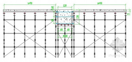 [江苏]车站土建工程主体施工方案及防水施工做法-梁、板模板支架示意图 