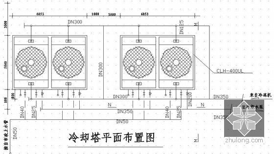 某大型超市空调通风设计图纸-冷却塔平面布置图