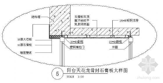 轻钢龙骨石膏板隔墙大样图资料下载-天花石膏板大样图