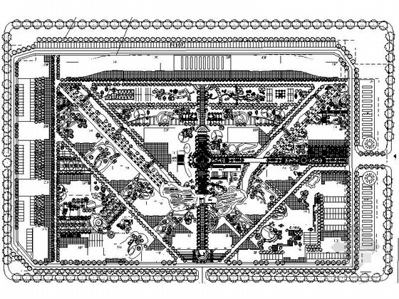 10万平米CAD图纸资料下载-某10万平米方形地块居住区规划方案总平面图
