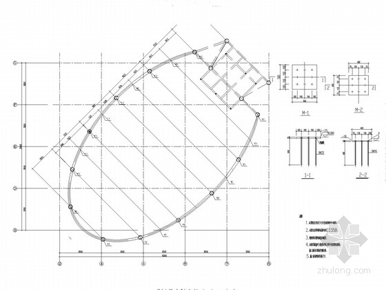 钢龙骨节点图资料下载-椭圆形家居店屋顶中庭钢结构施工图