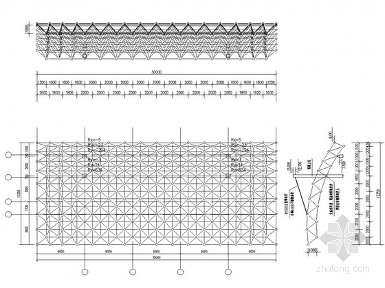 钢结构四角亭子屋顶结构图资料下载-螺栓球四角锥网架结构操场看台结构图