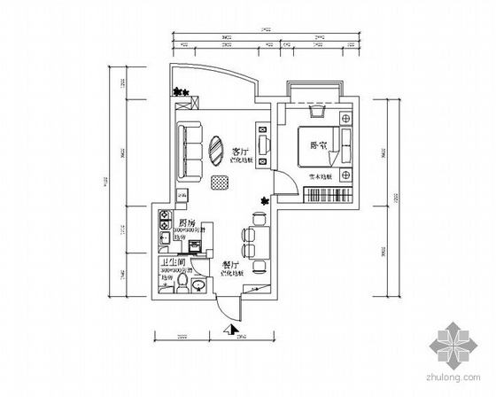 公寓小户型cad平面图资料下载-某小户型装修图