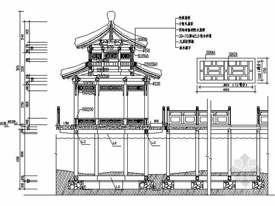 [仿古建]八柱重檐八角凉亭及曲桥组合施工图-图7