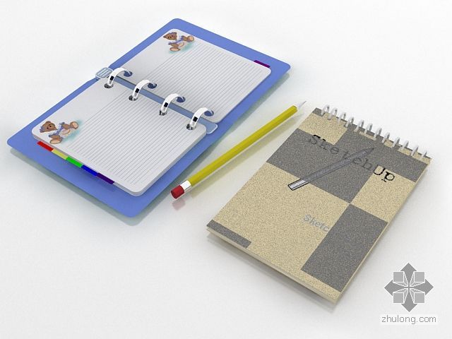 笔记本3D模型资料下载-办公用具