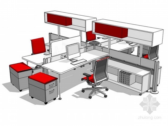 办公skp模型资料下载-办公桌