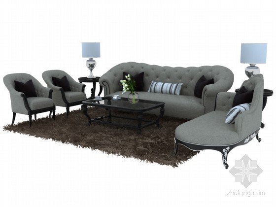 欧式休闲沙发3D模型下载