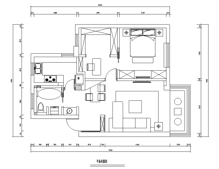 小面积公寓cad资料下载-[江苏]现代简约65平小公寓设计施工图（附效果图）