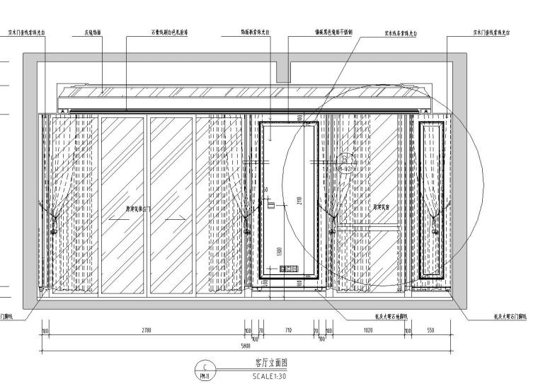 [广东]欧式城市时代T1B样板房室内施工图设计(浅色调欧式)-立面图一