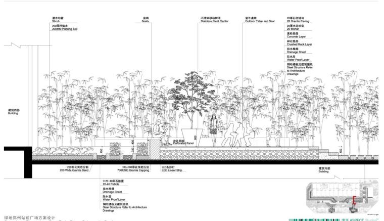 [河南]绿地郑州高铁商业广场方案文本（PDF+124页）-屋顶花园剖面