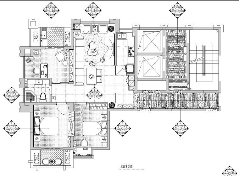 [福建]福州中茵上城国际室内施工图设计（包含CAD+实景图）-立面索引图