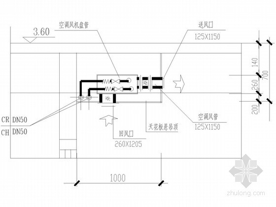 空调风机盘管图资料下载-风机盘管及吊顶式空调机安装详图