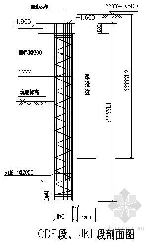 基坑支护设计CAD资料下载-某住宅楼基坑复合支护施工设计图（搅拌桩 预制桩）